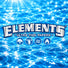Elements Papers Logo mit vier Elementsymbolen mittig vor blauem Wasserhintergrund mit Lichtreflexionen.